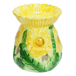Duftlampe Sonnenblumen Keramik Aromalampe Duftstövchen gelb grün 4174